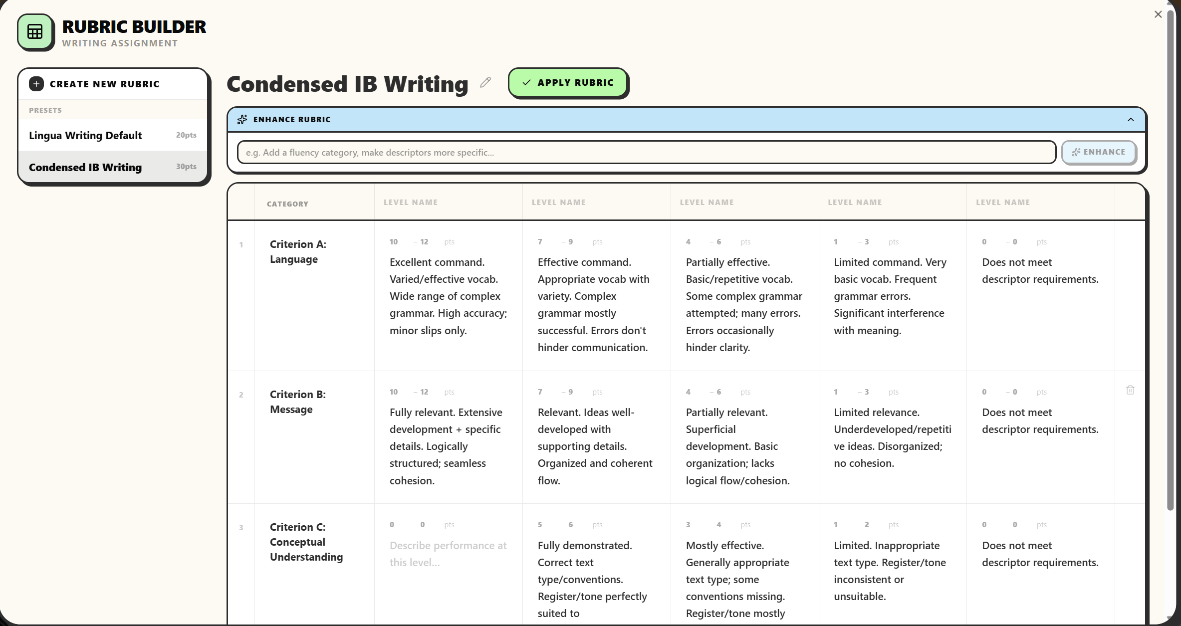 Rubric Builder